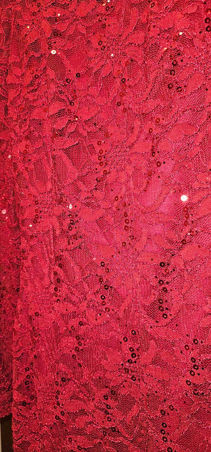 #2037 JS Collections Long Sleeve Red Lace Dress