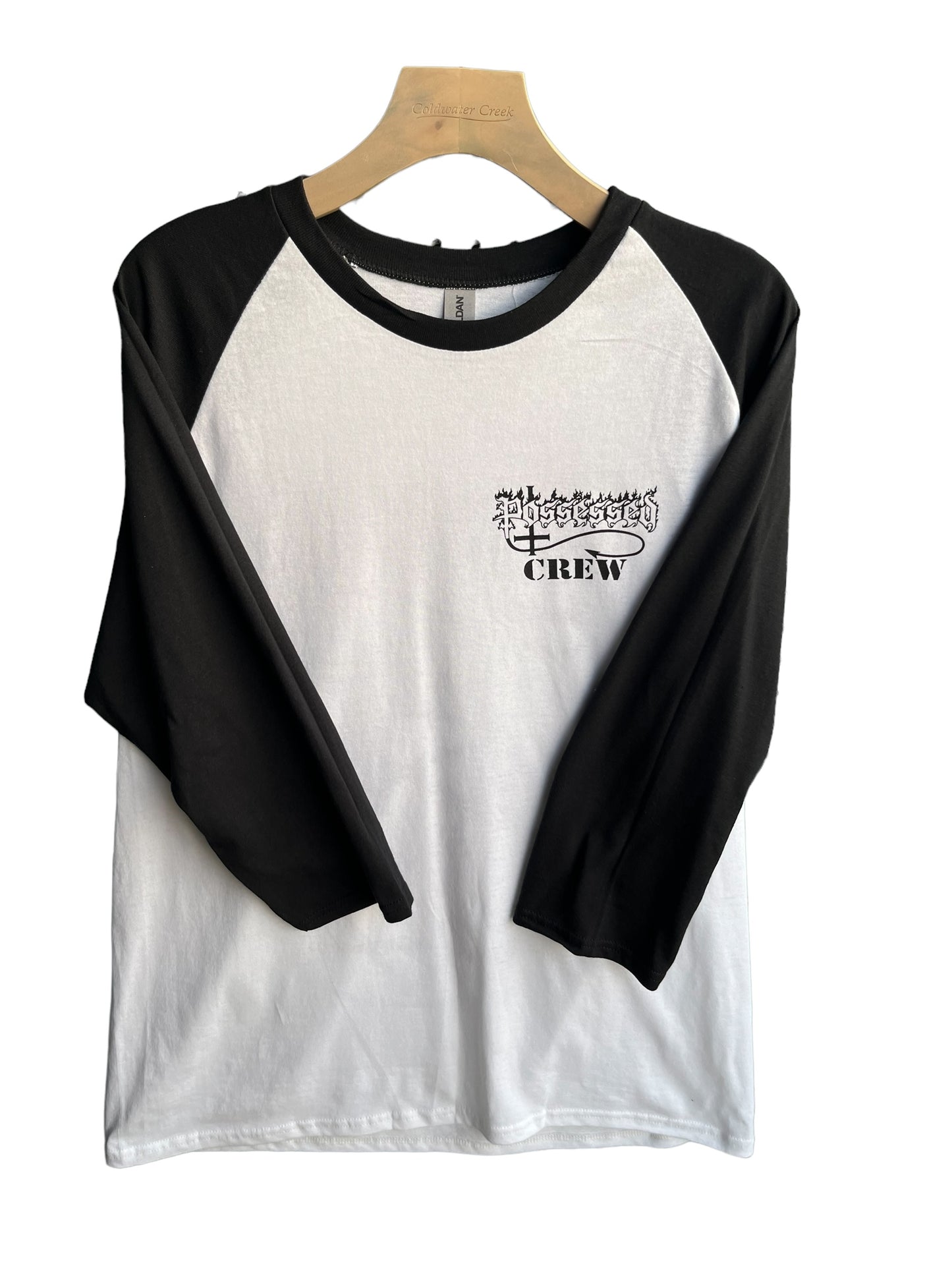 #P008 3/4 Sleeve Black and White Crew Shirt