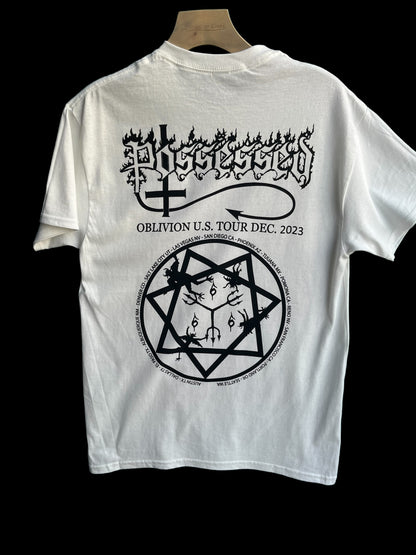 #P007 Baphomet White t-shirt with Dec 2023 Tour