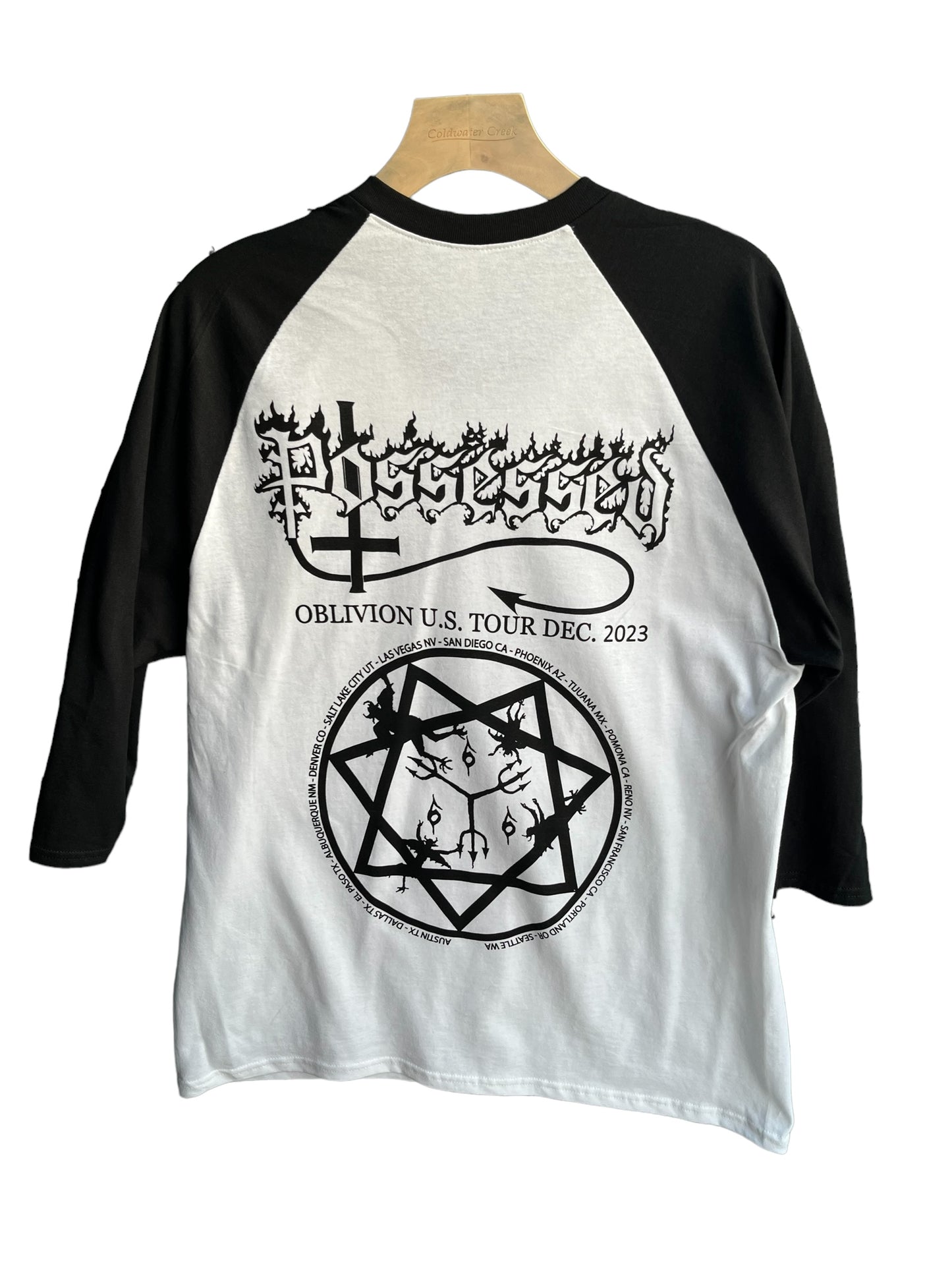 #P008 3/4 Sleeve Black and White Crew Shirt